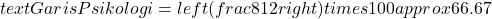 text{Garis Psikologi} = left( frac{8}{12} right) times 100 approx 66.67